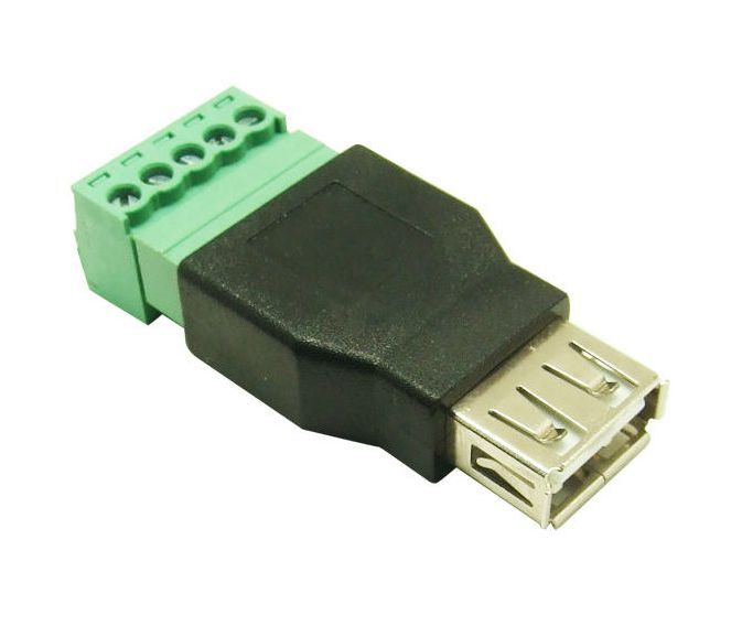 USB-A connector female met schroef terminals